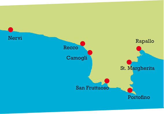 Camogli and surroundings, map.