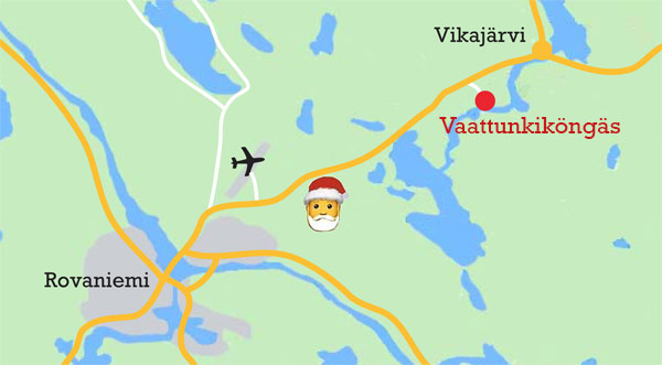 Ausflug nach Vaattunkiköngäs - Karte