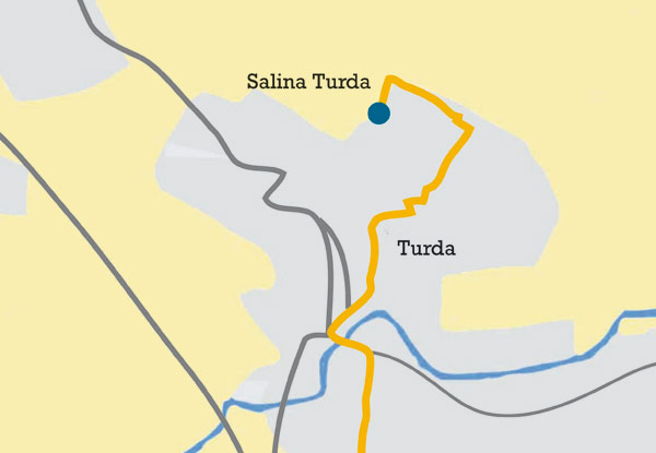 To reach Salina Turda, map