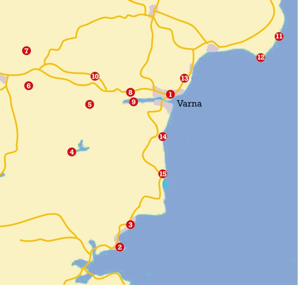 Karte von Varna und Umgebung