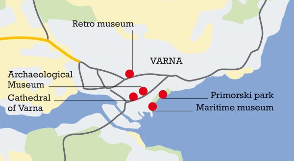 Découvrons que voir à Varna, carte