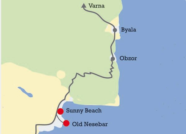 Vieille ville de Nesebar, carte