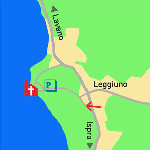 Die Einsiedelei von Santa Caterina del Sasso in Leggiuno am Lago Maggiore.