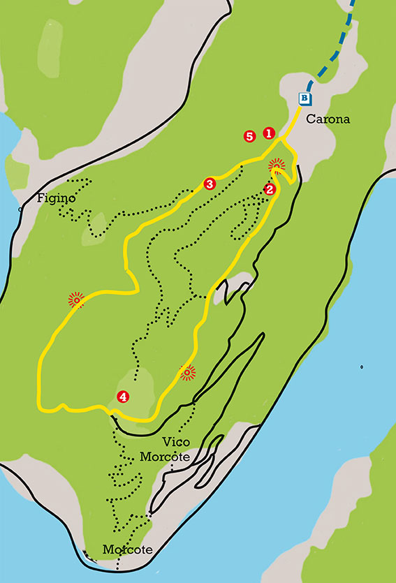 Parcours à Carona en Tessin