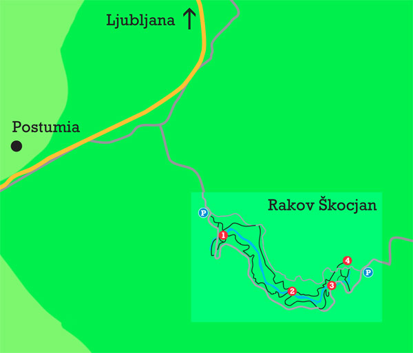 Postumia cosa vedere, mappa